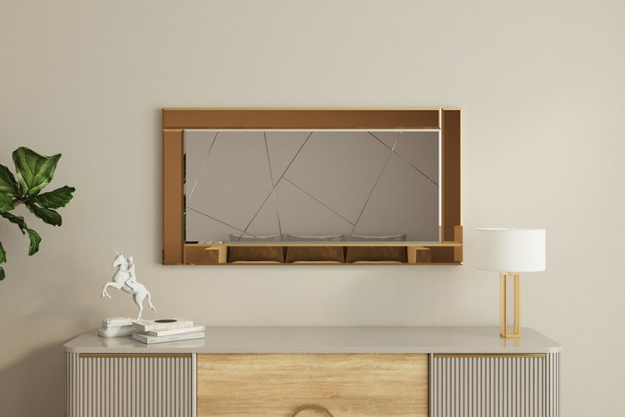 Hanah Home Espejo Pierre - Bronce, Blanco